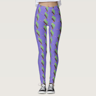 Cute lustig grönt lycklig chameleon-tecknad leggings
