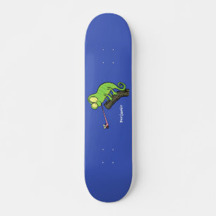 Cute lustig grönt lycklig chameleon-tecknad mini skateboard bräda 18,5 cm