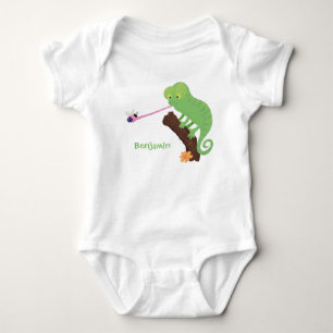 Cute lustig grönt lycklig chameleon-tecknad t shirt