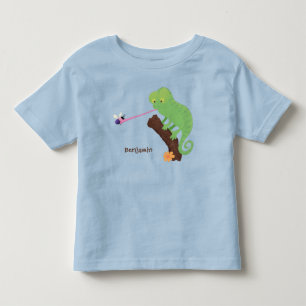 Cute lustig grönt lycklig chameleon-tecknad t shirt