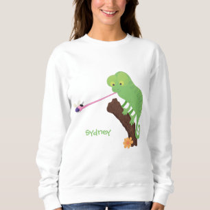 Cute lustig grönt lycklig chameleon-tecknad t shirt