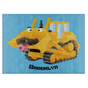 Cute lustig gult bulldozer tecknade figurer