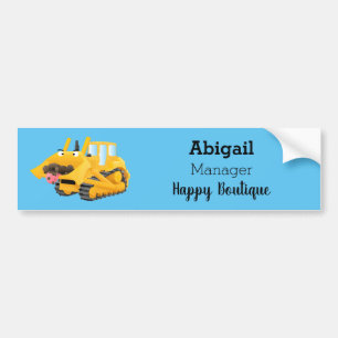 Cute lustig gult bulldozer tecknade figurer bildekal