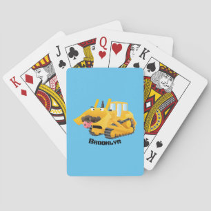 Cute lustig gult bulldozer tecknade figurer casinokort