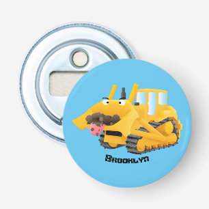 Cute lustig gult bulldozer tecknade figurer flasköppnare