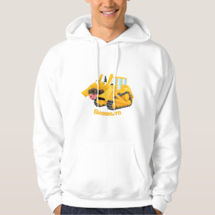 Cute lustig gult bulldozer tecknade figurer hoodie