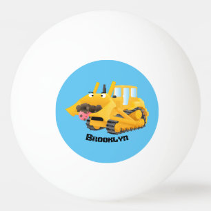 Cute lustig gult bulldozer tecknade figurer pingisboll