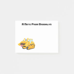 Cute lustig gult bulldozer tecknade figurer post-it block