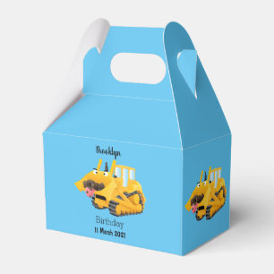 Cute lustig gult bulldozer tecknade figurer presentaskar