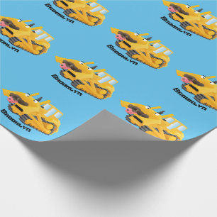 Cute lustig gult bulldozer tecknade figurer presentpapper