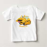 Cute lustig gult bulldozer tecknade figurer