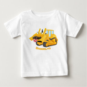 Cute lustig gult bulldozer tecknade figurer t shirt