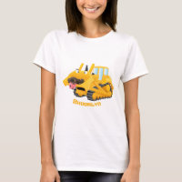 Cute lustig gult bulldozer tecknade figurer