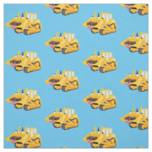 Cute lustig gult bulldozer tecknade figurer tyg
