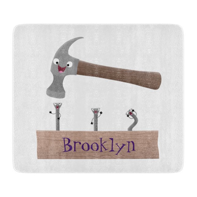 Cute, lustig hammare och nagel tecknad illustratio (Framsidan)