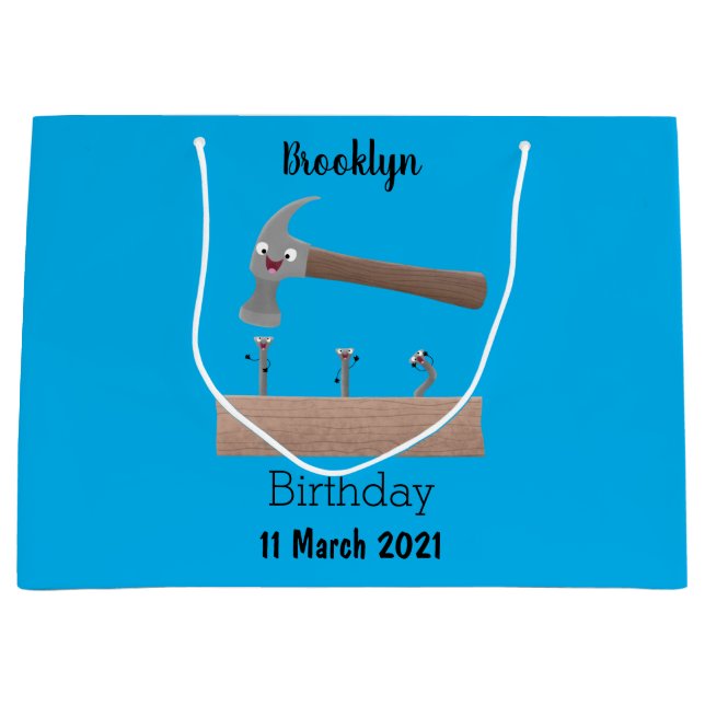 Cute, lustig hammare och nagel tecknad illustratio (Framsidan)