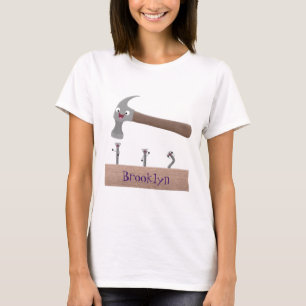 Cute, lustig hammare och nagel tecknad illustratio t shirt
