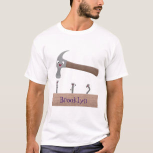 Cute, lustig hammare och nagel tecknad illustratio t shirt