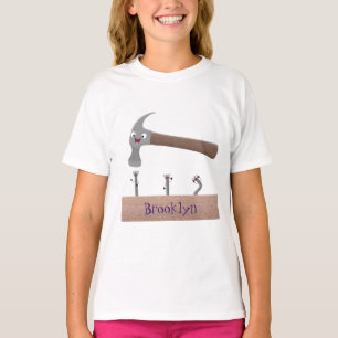 Cute, lustig hammare och nagel tecknad illustratio t shirt