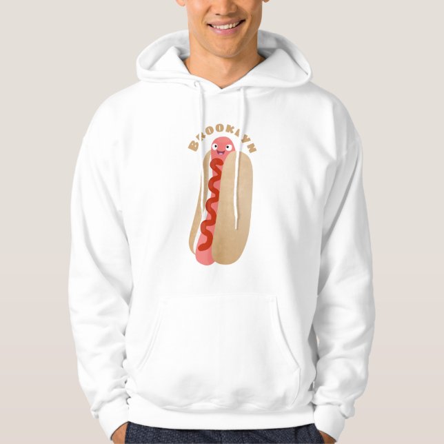 Cute lustig hett hund Weiner tecknad Hoodie (Framsida)