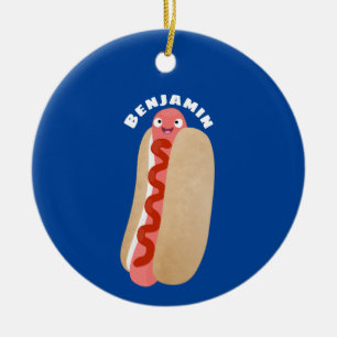 Cute lustig hett hund Weiner tecknad Julgransprydnad Keramik