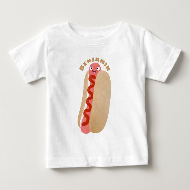 Cute lustig hett hund Weiner tecknad T Shirt (Framsida)