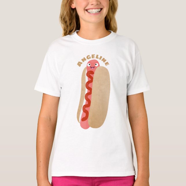 Cute lustig hett hund Weiner tecknad T Shirt (Framsida)