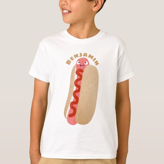 Cute lustig hett hund Weiner tecknad T Shirt (Framsida)