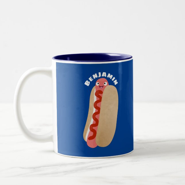 Cute lustig hett hund Weiner tecknad Två-Tonad Mugg (Vänster)
