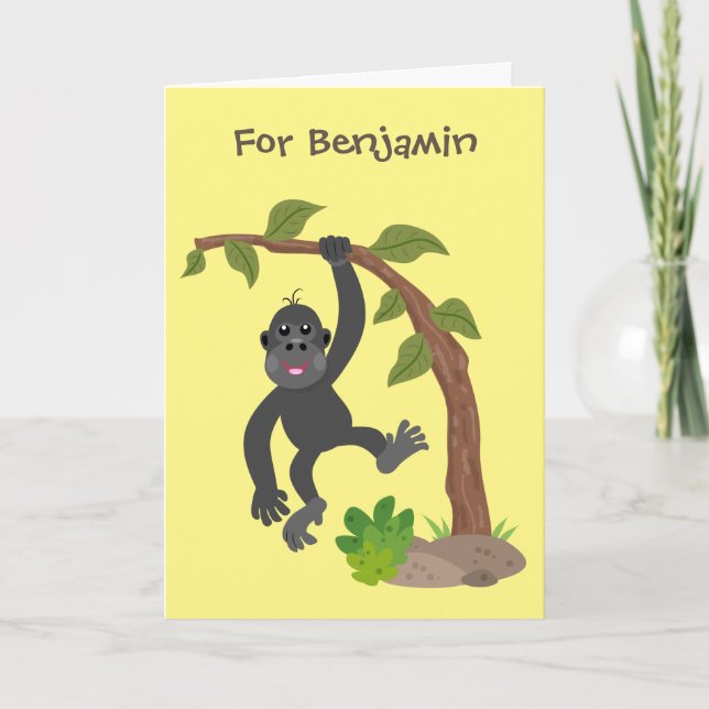 Cute lustig illustration av baby gorilla tecknad kort (Framsida)