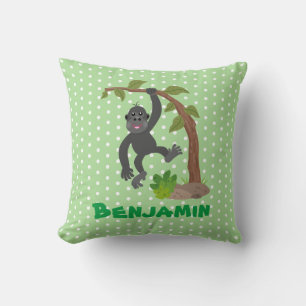 Cute lustig illustration av baby gorilla tecknad kudde