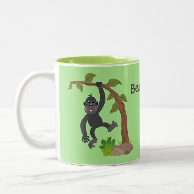 Cute lustig illustration av baby gorilla tecknad Två-Tonad mugg (Vänster)