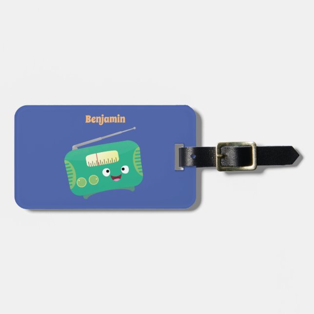 Cute lustig lycklig-tecknad bagagebricka (Horisontell Framsida)