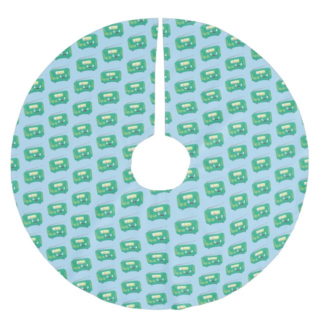 Cute lustig lycklig-tecknad julgransmatta borstad polyester (Framsidan)