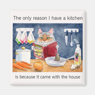 Cute, lustig matkatt i köket magnet