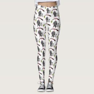 Cute lustig opossum hängande från gren tecknad leggings