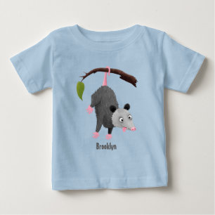 Cute lustig opossum hängande från gren tecknad t shirt