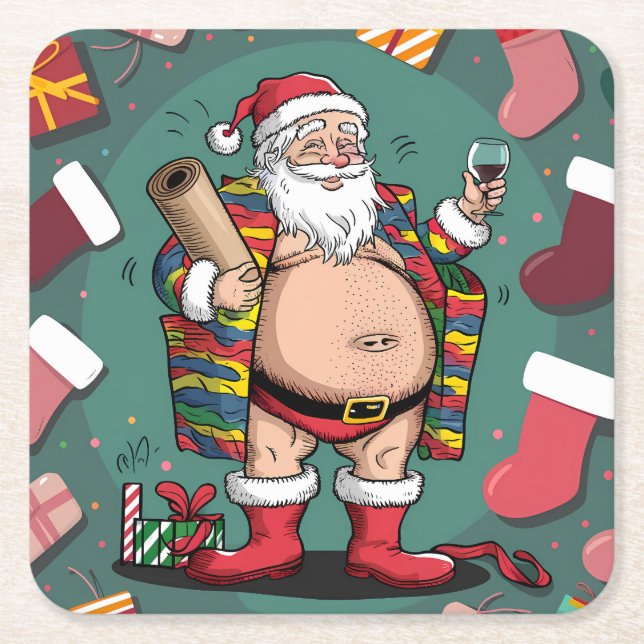 Cute lustig pappa jul underlägg papper kvadrat (Framsidan)