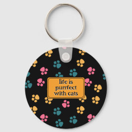 Cute lustig svart katt tass nyckelring