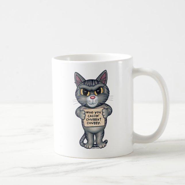 Cute lustig Tabby katt Tecknad Art Kaffemugg (Höger)