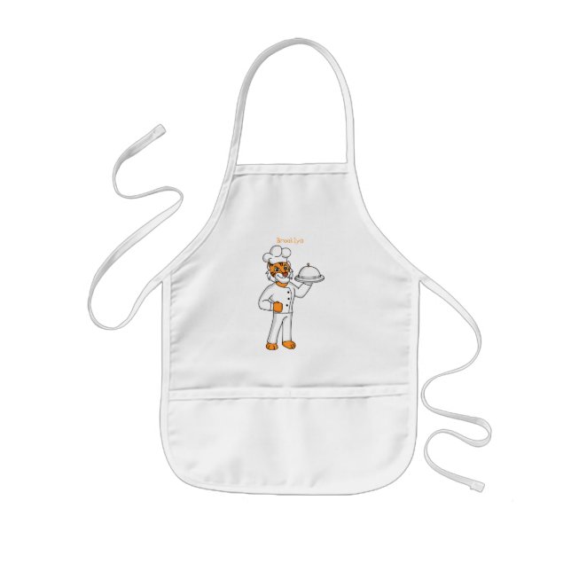 Cute lustig tiger-kock-tecknad illustration barnförkläde (Framsidan)