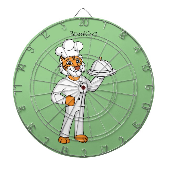 Cute lustig tiger-kock-tecknad illustration darttavla (Framsidan)