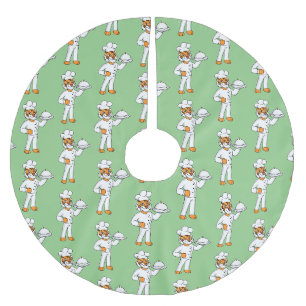 Cute lustig tiger-kock-tecknad illustration julgransmatta borstad polyester