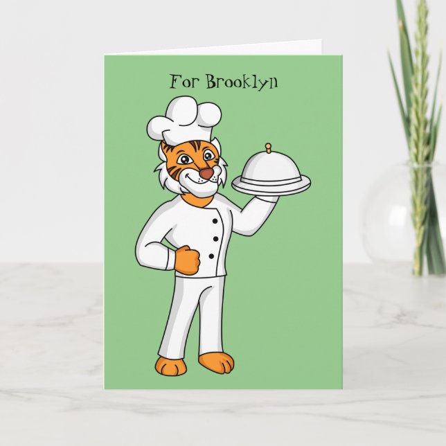 Cute lustig tiger-kock-tecknad illustration kort (Framsida)