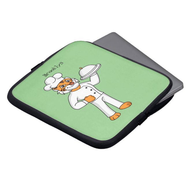 Cute lustig tiger-kock-tecknad illustration laptop fodral (Framsida topp)