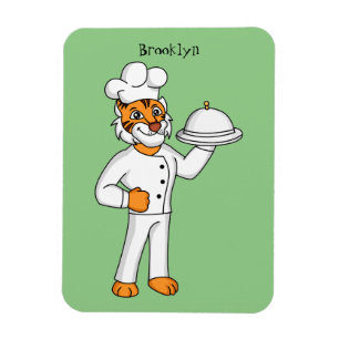 Cute lustig tiger-kock-tecknad illustration magnet