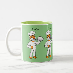 Cute lustig tiger-kock-tecknad illustration Två-Tonad mugg