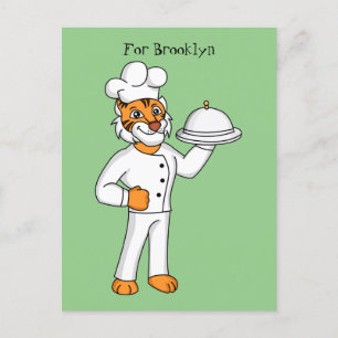 Cute lustig tiger-kock-tecknad illustration vykort