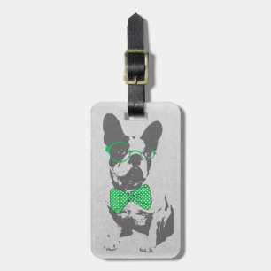 Cute lustig trendig vintage Djuren Fransk Bulldog Bagagebricka