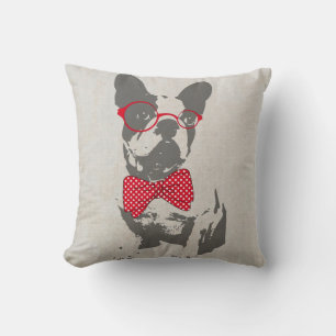 Cute lustig trendig vintage Djuren Fransk Bulldog Kudde